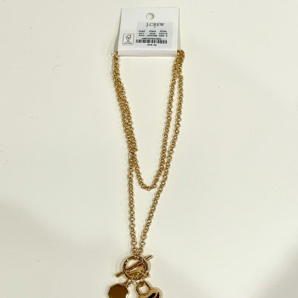 J. Crew Gold Double Chain Necklace with Charms - Picture 2 of 2